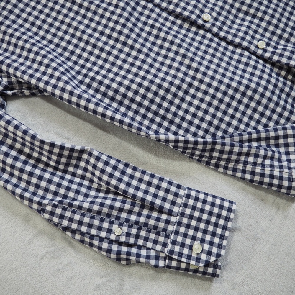 Eton Navy and White Gingham Button-Down Shirt - Picture 6 of 13